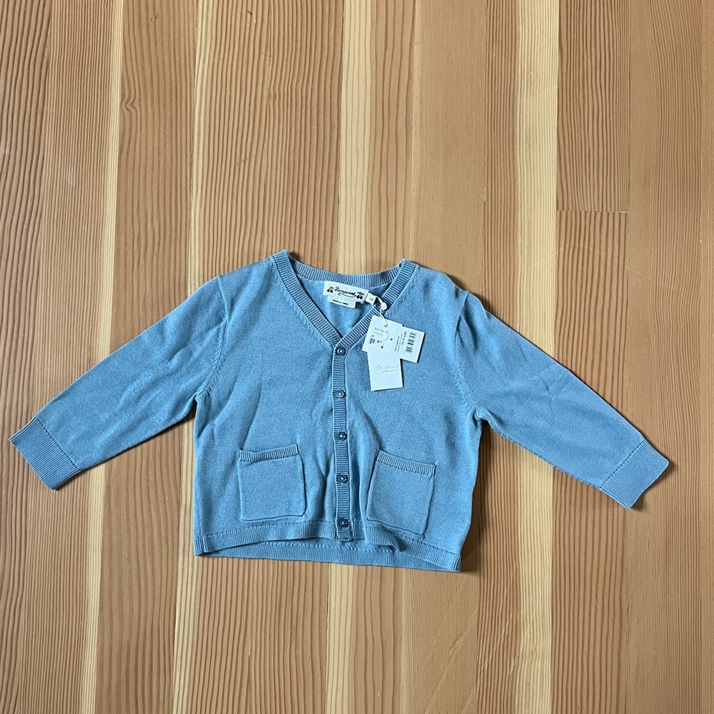 Bonpoint soft blue cardigan sweater size 2 NWT